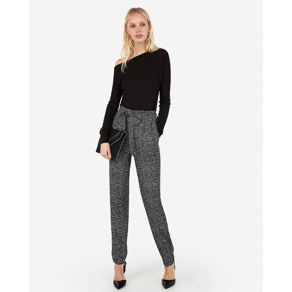 Express High Waisted Paperbag Waist Ankle Pants 8